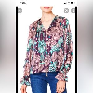 Ramy brook Sofie Long Sleeve Stretch Silk Blouse L